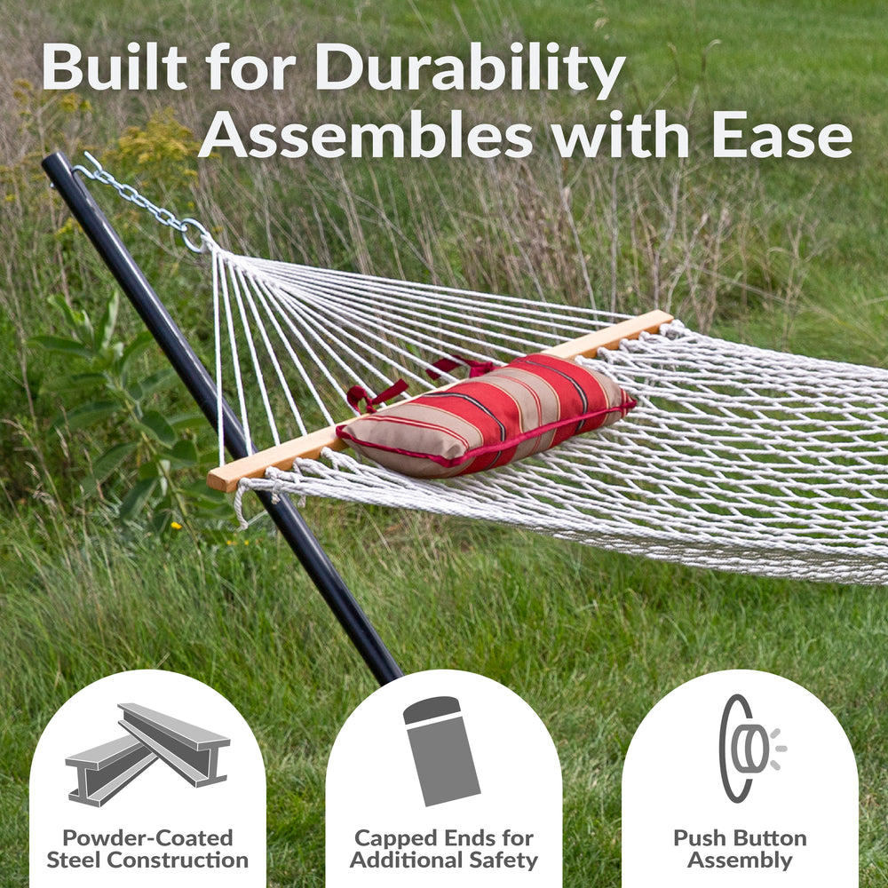 Rope Hammock Stand Pad Pillow Awning Stripe detail