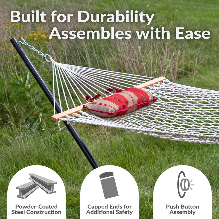 Rope Hammock Stand Pad Pillow Awning Stripe detail