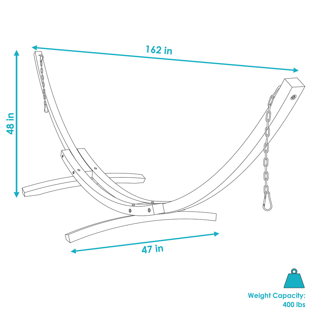 Solid Wooden Curved Arc Hammock Stand detail