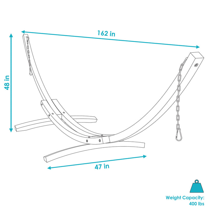 Solid Wooden Curved Arc Hammock Stand detail