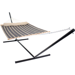Cushioned Comfort Double Quilted Hammock with Stand