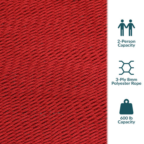 Sunnydaze Large Polyester Rope Hammock Red detail