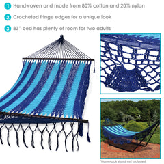Artisan Fringe Double Mayan Hammock with Spreader Bars