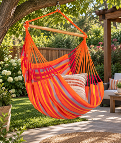 LA SIESTA Domingo Toucan hammock chair hanging from a tree in a garden