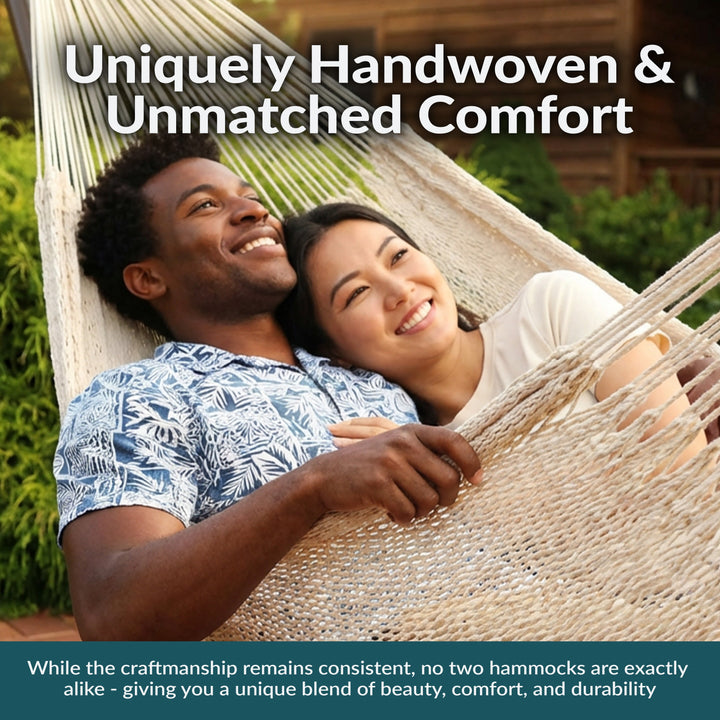 Sunnydaze Handwoven Family-Size Mayan Hammock, Cotton Blend, 625 lb Capacity