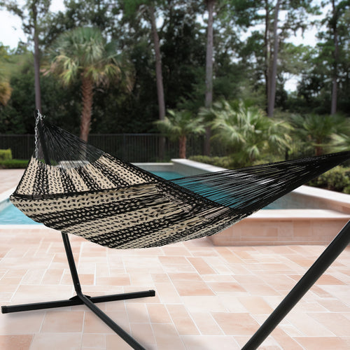 Sunnydaze Mayan Family Hammock Black Natural lifestyle