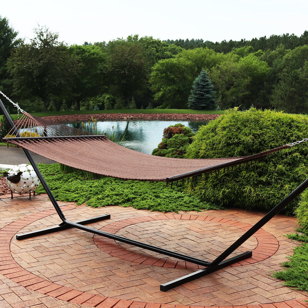 Sunnydaze Polyester Rope Double Hammock with Spreader Bars, 2-Person, 600 lb Capacity