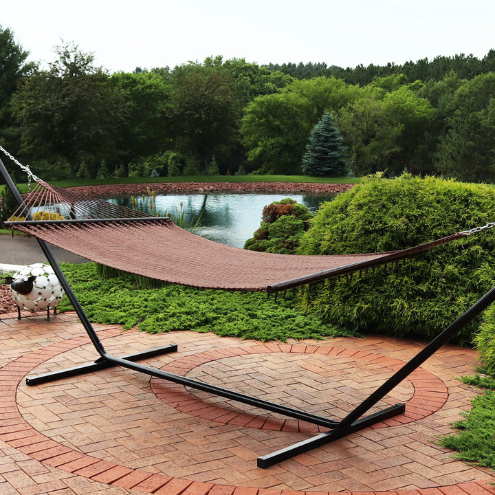Sunnydaze Polyester Rope Double Hammock with Spreader Bars, 2-Person, 600 lb Capacity