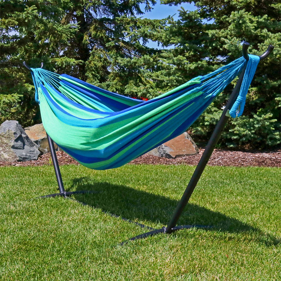 Sunnydaze Brazilian Double Hammock, 2-Person, Cotton Blend, 450 lb Capacity