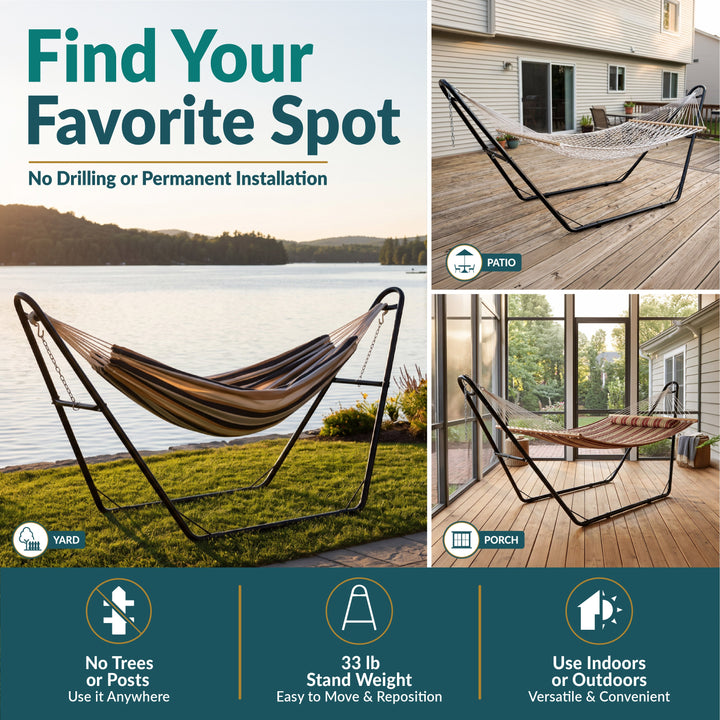 Sunnydaze Universal Heavy-Duty Steel Hammock Stand, 550 lb Capacity