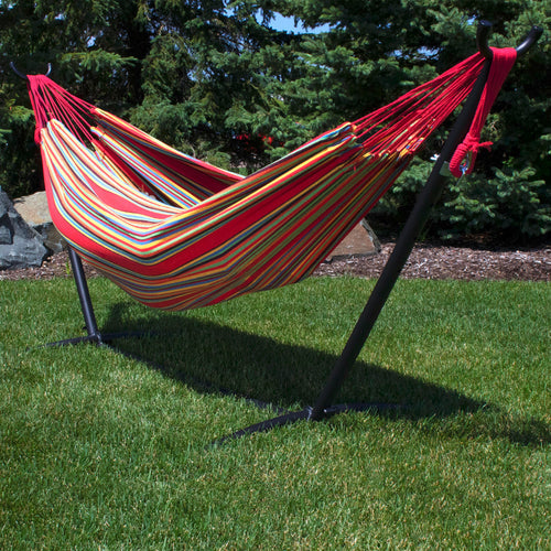 Sunnydaze Cotton Double Brazilian Hammock Sunset close-up