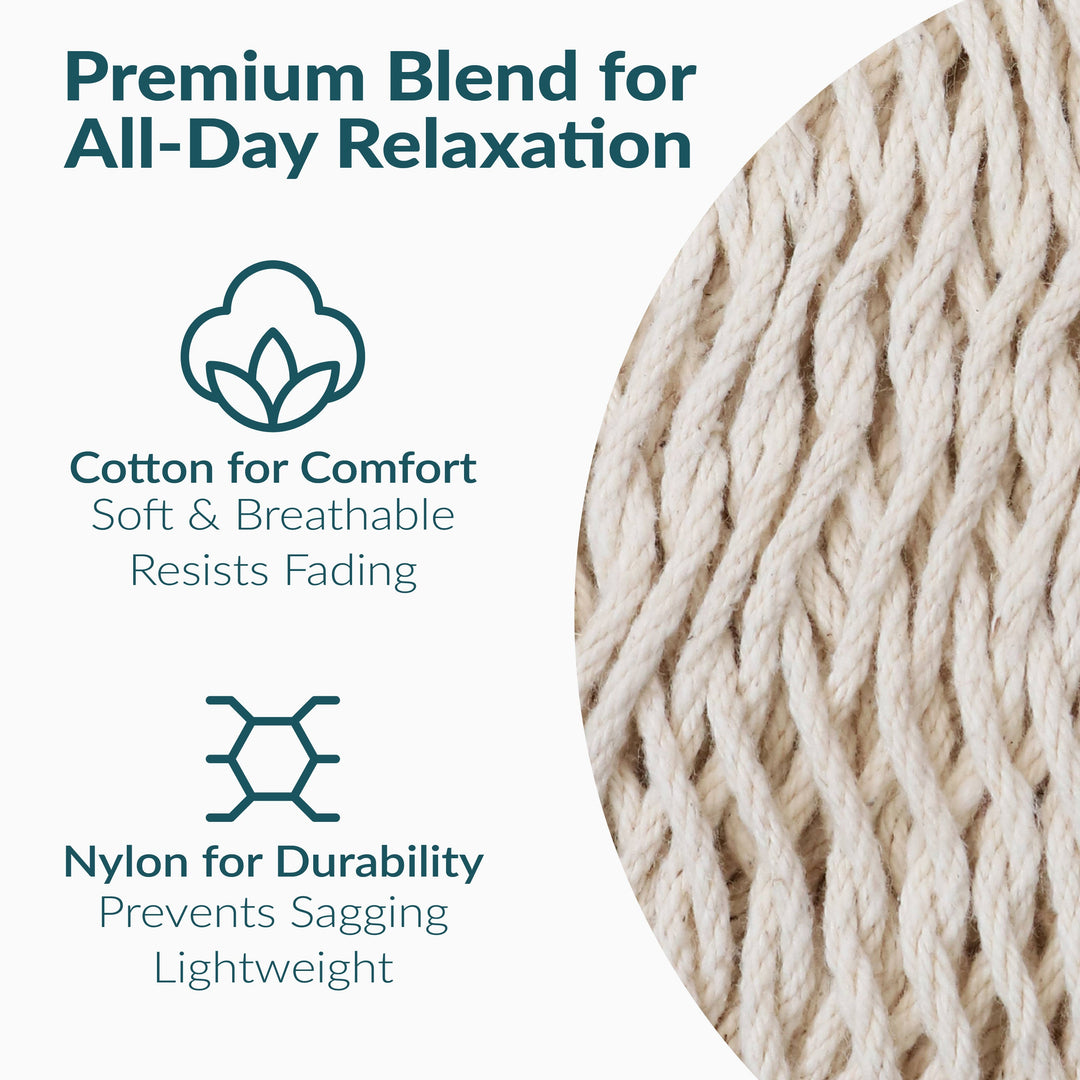 Sunnydaze Handwoven Family-Size Mayan Hammock, Cotton Blend, 625 lb Capacity