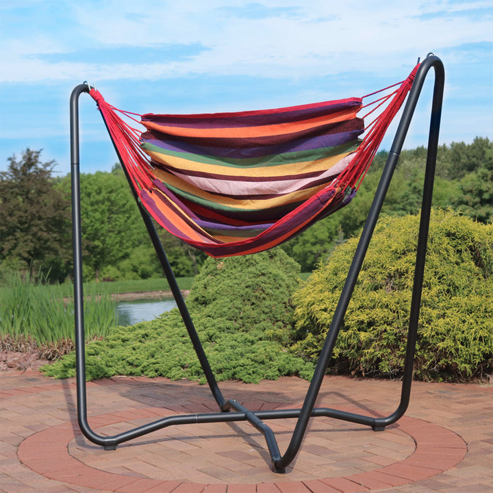 Hanging Rope Hammock Chair Stand Sunset lifestyle