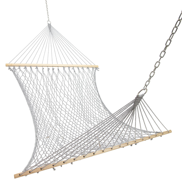 Sunnydaze Cotton Blend Double Rope Hammock with Spreader Bars, 2-Person, 450 lb Capacity