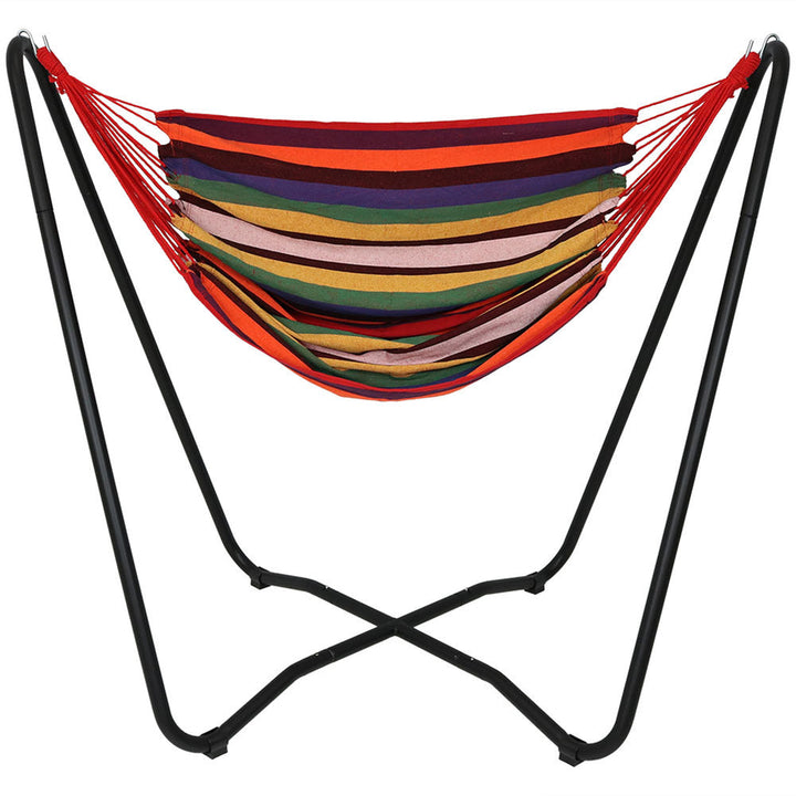 Hanging Rope Hammock Chair Stand Sunset detail