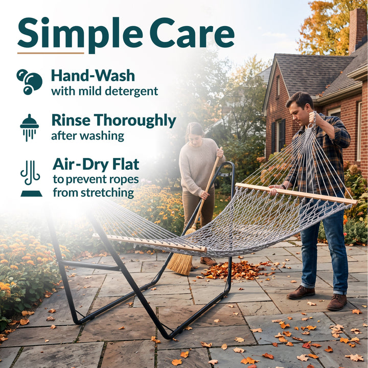 Sunnydaze Cotton Blend Double Rope Hammock with Spreader Bars, 2-Person, 450 lb Capacity