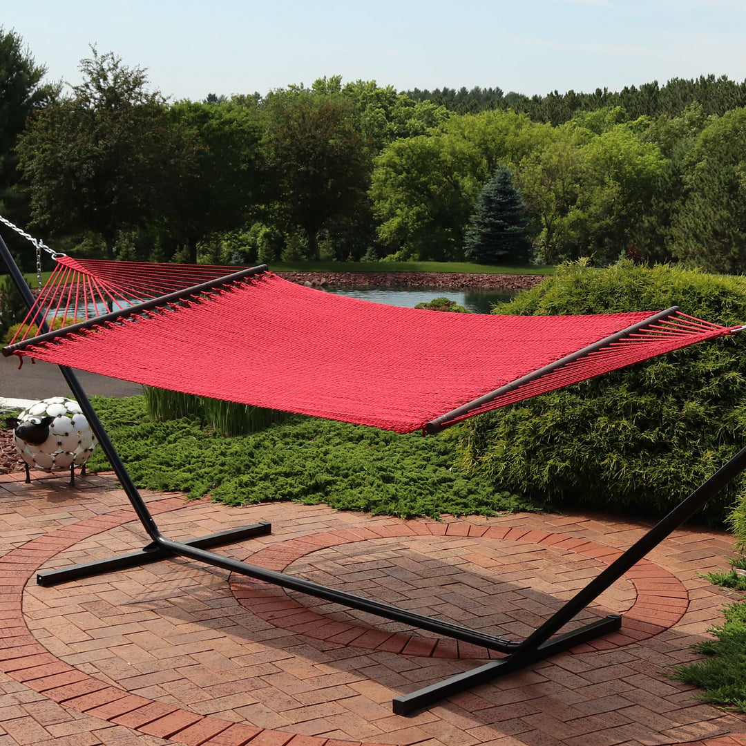 Sunnydaze Polyester Rope Double Hammock with Spreader Bars, 2-Person, 600 lb Capacity