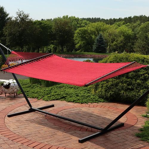 Sunnydaze Large Polyester Rope Hammock Red lifestyle