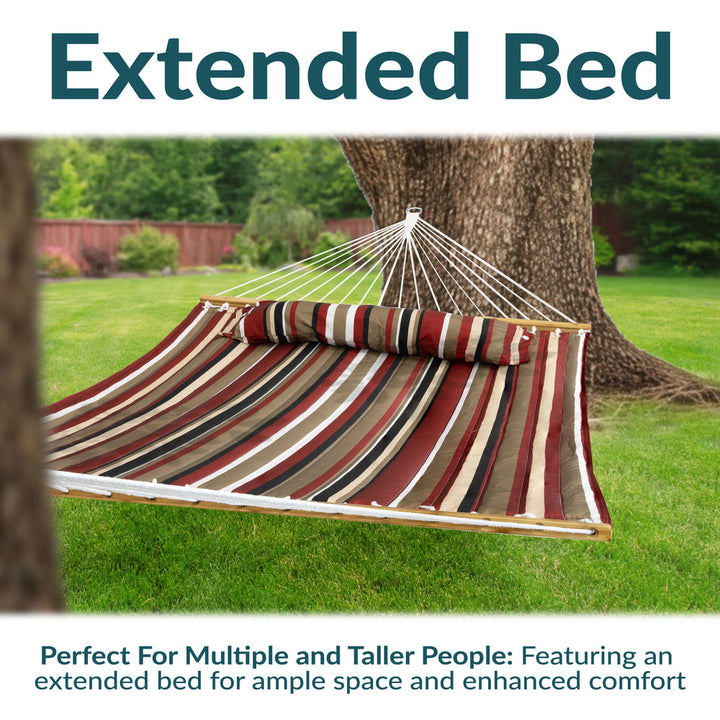 Sunnydaze Extra Large Quilted Hammock Awning Stripe lifestyle