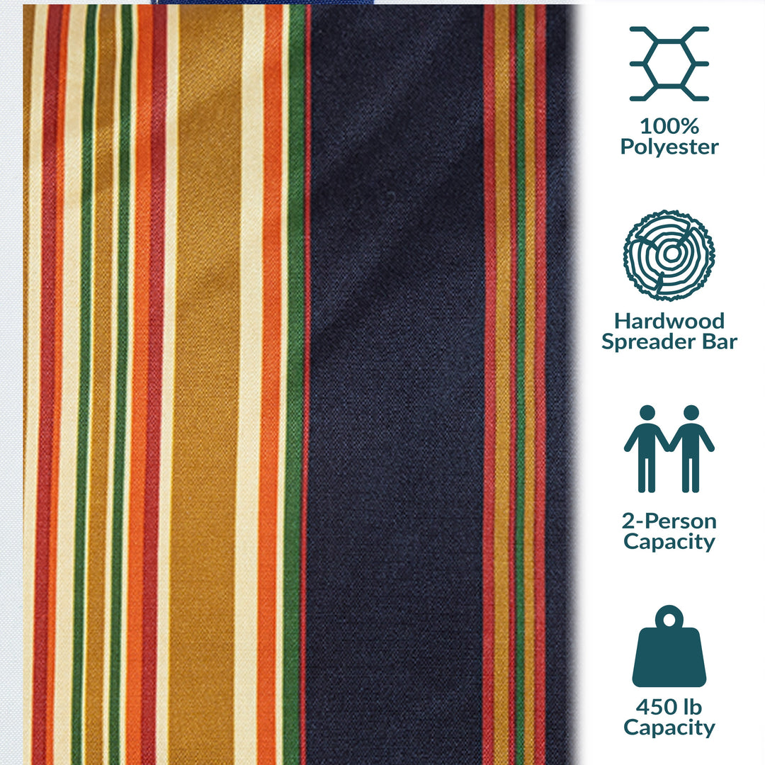 Sunnydaze Extra-Large Quilted Spreader Bar Hammock, 2-Person, Polyester, 450 lb Capacity
