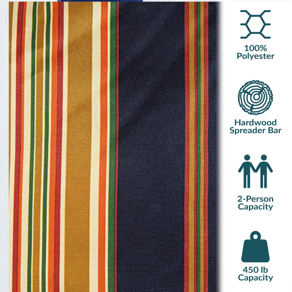 Sunnydaze Extra Large Quilted Hammock Woodland Stripe detail