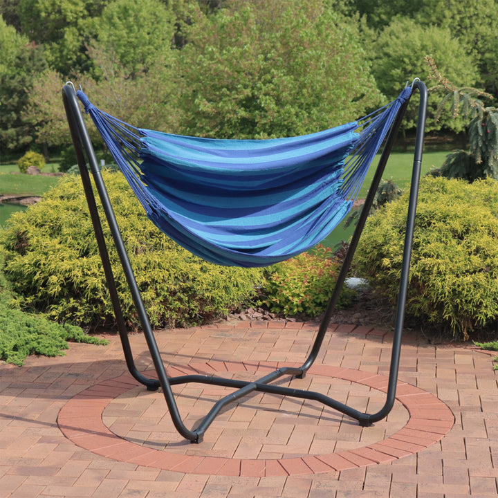 Sunnydaze Woven Hammock Chair with Space-Saving Steel Stand, 330 lb Capacity