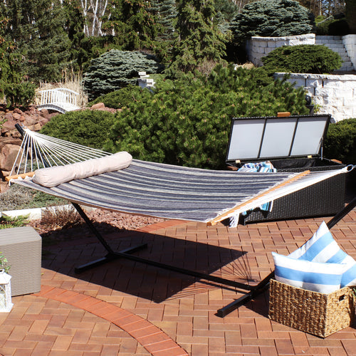 Sunnydaze Quilted Fabric Hammock Mountainside lifestyle