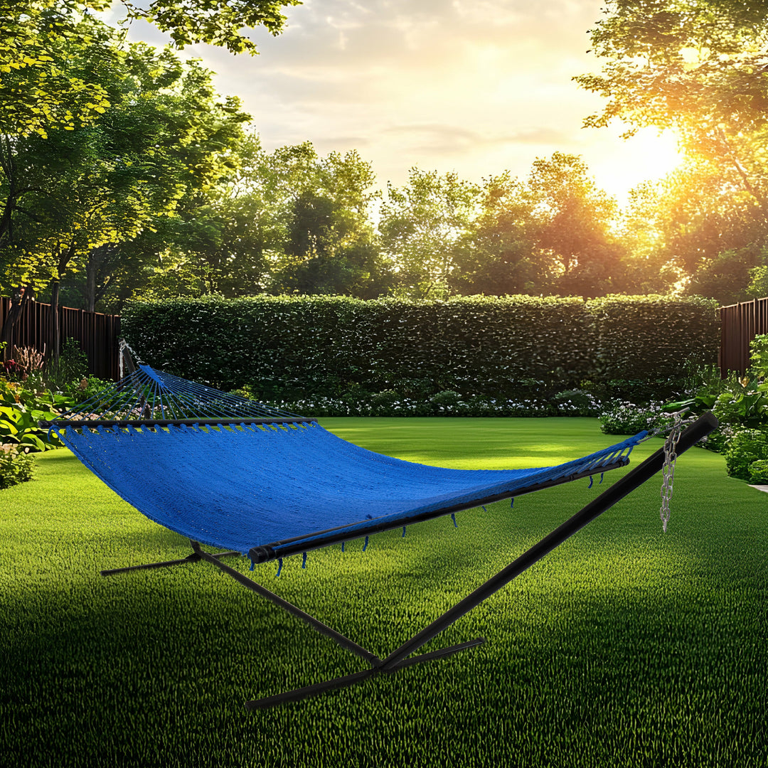Sunnydaze Polyester Rope Double Hammock with 15&
