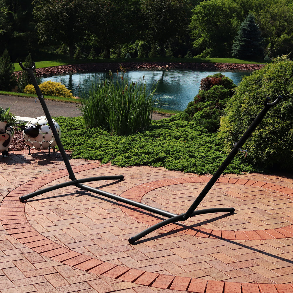 Brazilian Portable Hammock Stand Black lifestyle