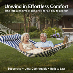 Cushioned Comfort Double Quilted Hammock with Pillow