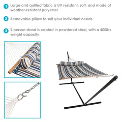 Cushioned Comfort Double Quilted Hammock with Stand