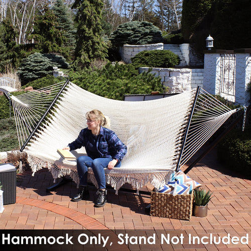 Sunnydaze Woven Double Hammock Spreader Bars Natural detail