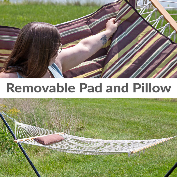 Rope Hammock Stand Pad Pillow Desert Stripe detail