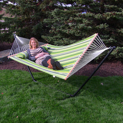 Cushioned Comfort Double Quilted Hammock with Stand