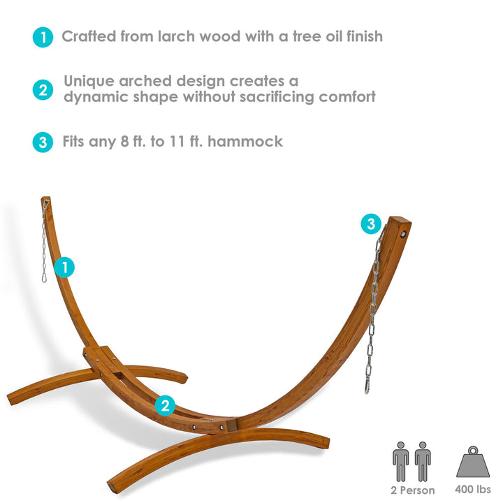 Solid Wooden Curved Arc Hammock Stand detail