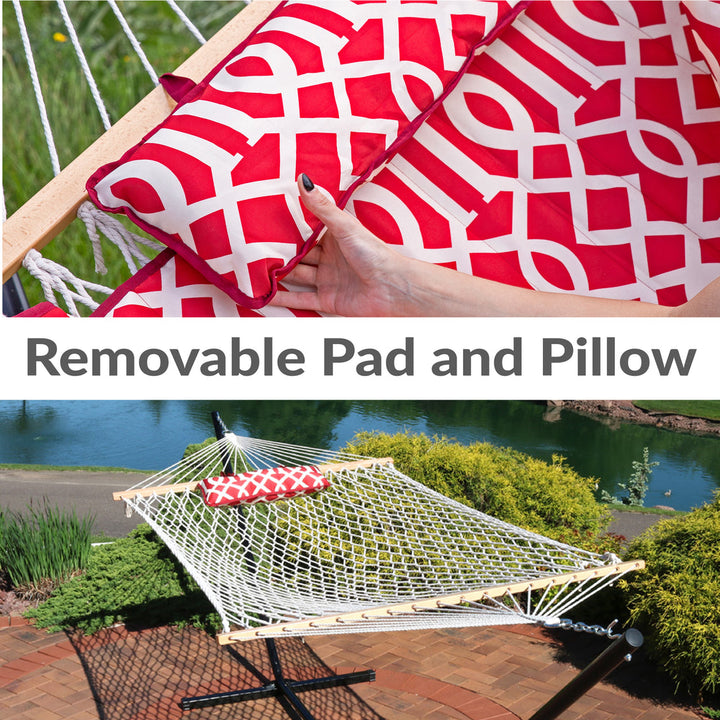 Rope Hammock Stand Pad Pillow Royal Red detail