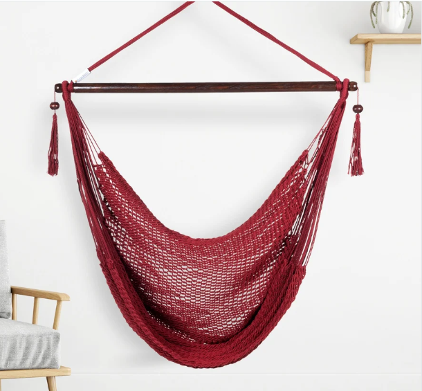 Comfort Rope Hammock Chair with Suspension Set - Red