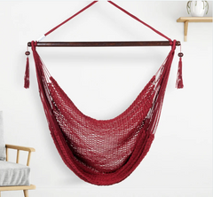 Comfort Rope Hammock Chair with Suspension Set - Red