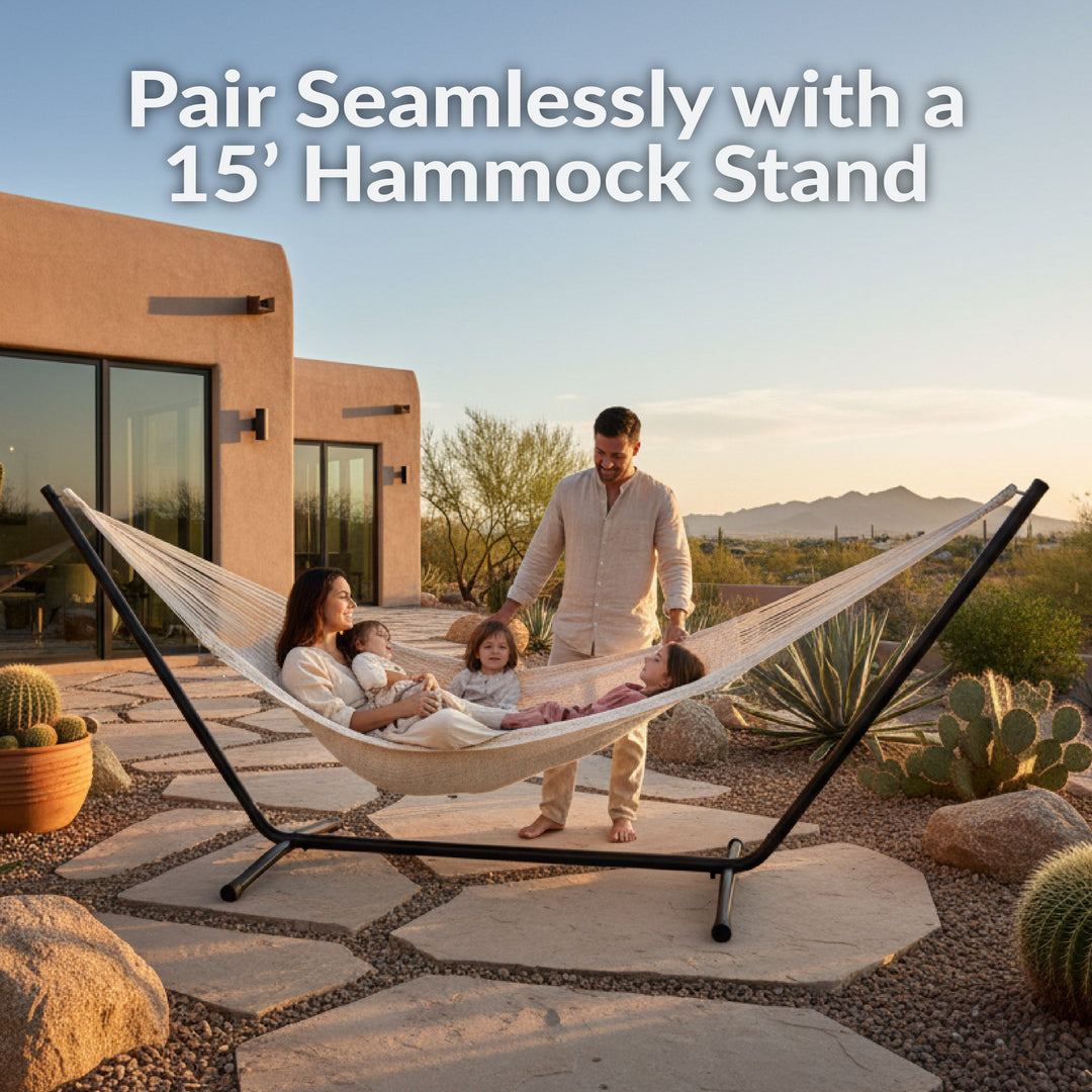 Sunnydaze Handwoven Family-Size Mayan Hammock, Cotton Blend, 625 lb Capacity