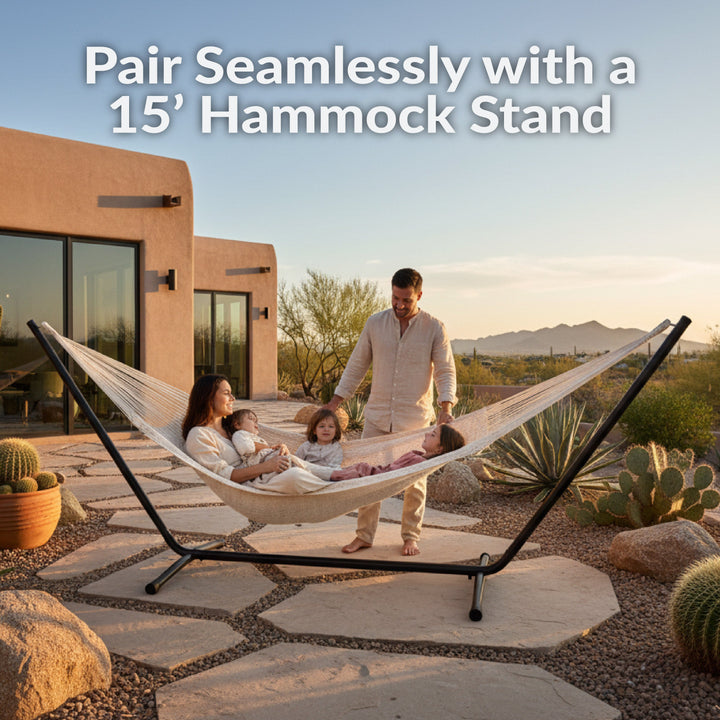 Sunnydaze Handwoven Family-Size Mayan Hammock, Cotton Blend, 625 lb Capacity