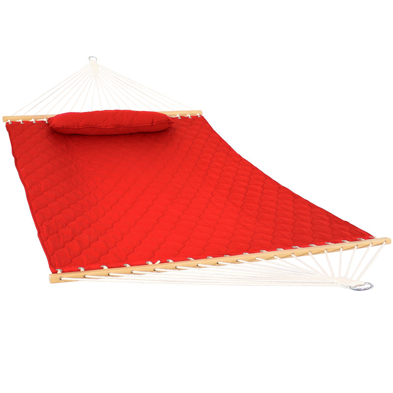 Sunnydaze 2-Person Quilted Hammock with Bolster Pillow Red product