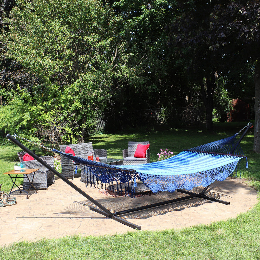Sunnydaze American-Style Mayan Double Hammock with 15&