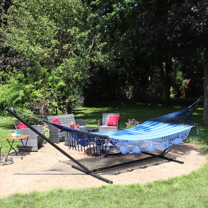 Sunnydaze American-Style Mayan Double Hammock with 15&