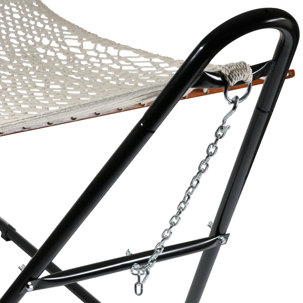 2-Person Cotton Rope Hammock Multi-Use Steel Stand detail