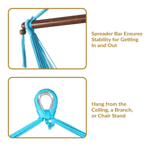 Sunnydaze Caribbean XL Hammock Chair Sky Blue detail