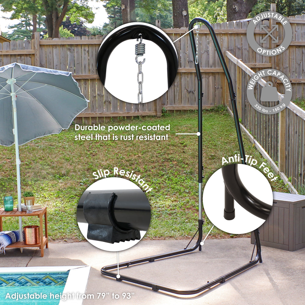 Adjustable Heavy-Duty Hammock Chair Stand Black detail