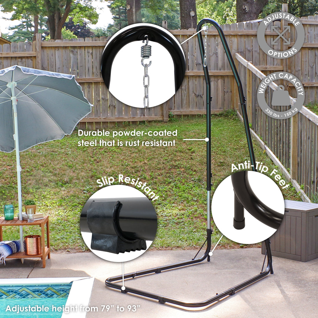 Sunnydaze Adjustable Steel Stand for Hammock Chairs, 330 lb Capacity