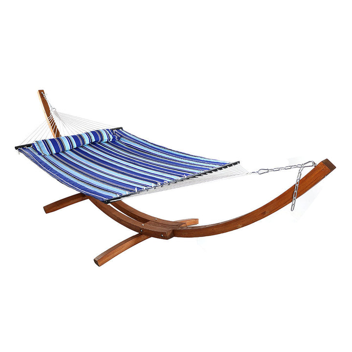 Double Quilted Hammock Wooden Stand Catalina Beach detail