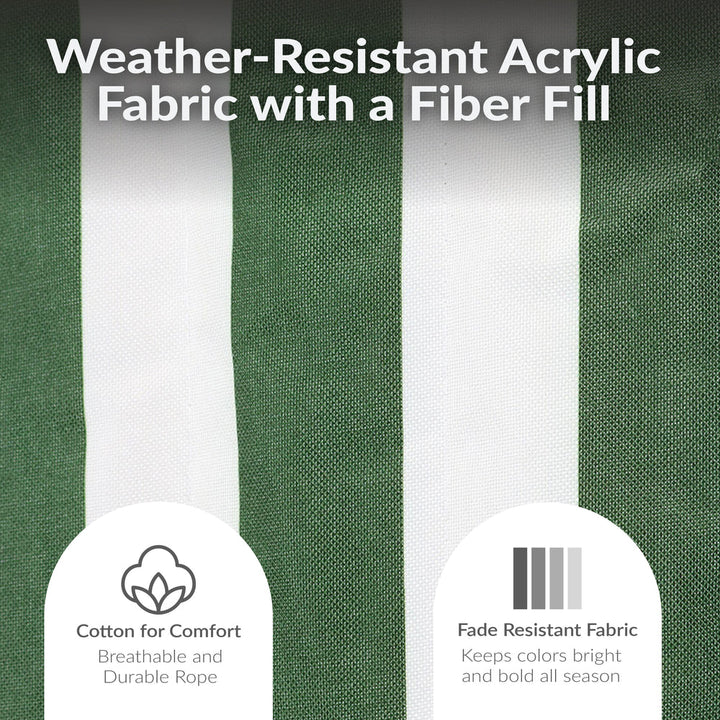Rope Hammock Stand Pad Pillow Green White Stripe detail