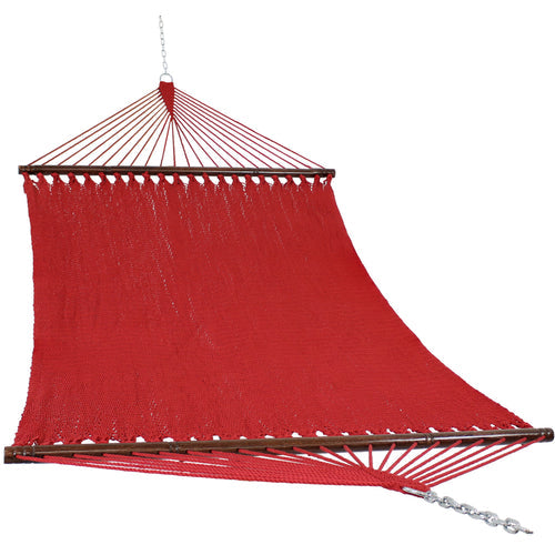 Sunnydaze Large Polyester Rope Hammock Red detail